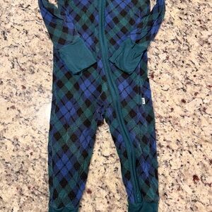 Little Sleepies Blue Green Tartan Plaid zippy